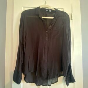 Urban Outfitters BDG Black Button Up Long Sleeve Lightweight Shirt S-P